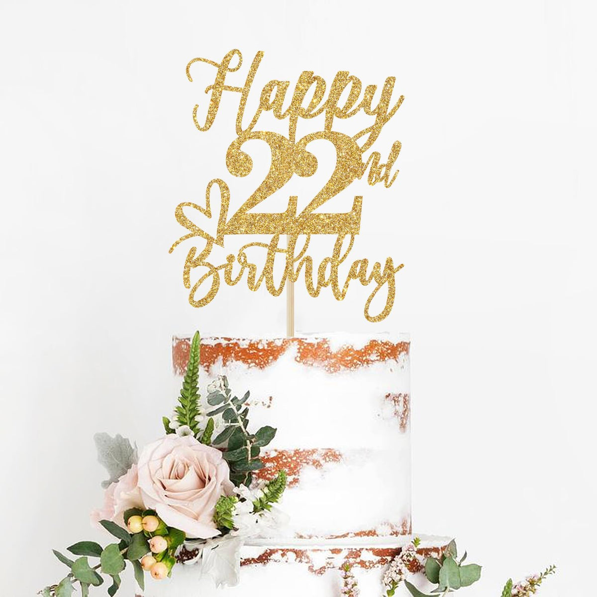 Happy 83rd Birthday Cake Topper - happy 22nd birthday / Gold Glitter - image 2