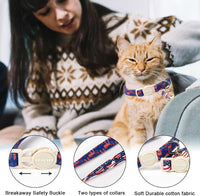ARING PET 2 Pack Cat Collar-Cute Cotton Cat Collar Breakaway - Independence-American flag - image 2
