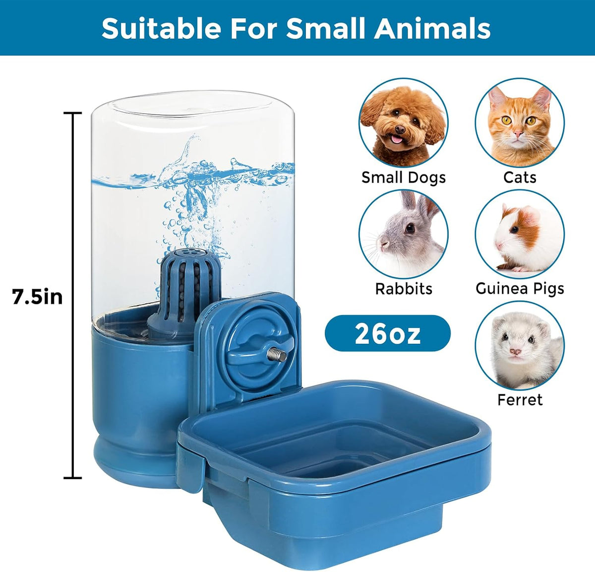VANNON Small Animal Filter Water Dispenser for Crate - Filtered Water Bottle - image 2