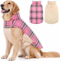 Winter Dog Jackets, Reversible Dog Coat with Leash Hole - Pink / 2XL