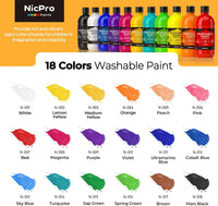 Nicpro 18 Colors Large Washable Paint Set for Kid - 18 Colors / 8.4 Fl Oz (Pack of 18) - image 2