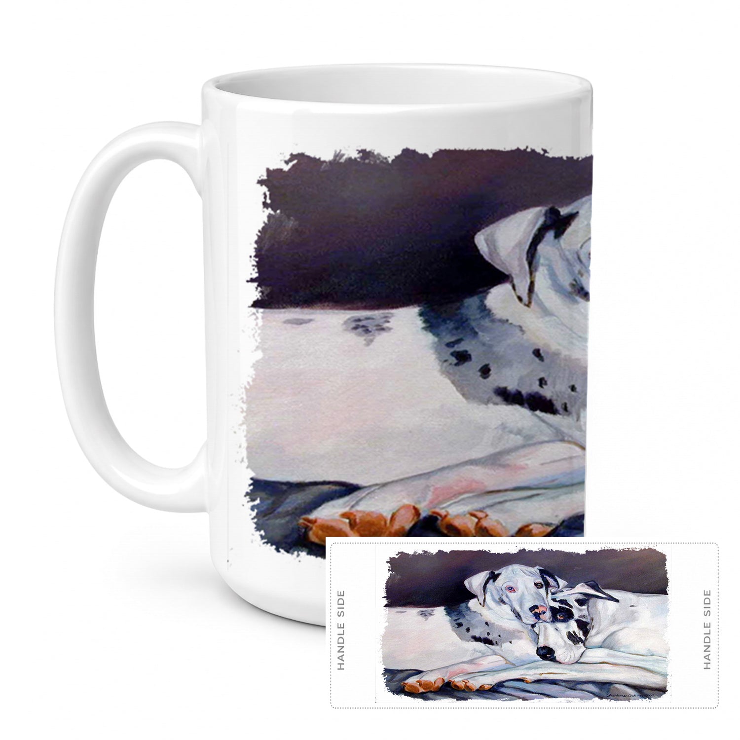 Harlequin Natural Great Danes Ceramic Coffee Mug 15 oz Decorative Large C Handle Mug Cup for Tea, Cocoa Hot Chocolate