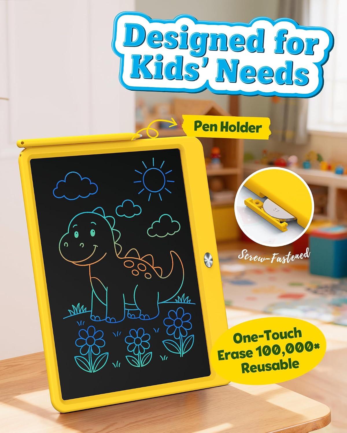 10 Inch LCD Writing Tablet for 3-8 Year Olds - Yellow / 12 inch - image 4