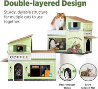 Cat Beds for Indoor Cats, Cardboard Cat House with Scratchers, Coffee Shop, Large Sturdy Cat Furniture Condo Cave Tent, Easy to Assemble Pet Toys Accessories Stuffs, Bunny Small Animals