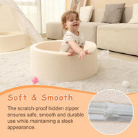 MEOGETY beige teddy fleece foam ball pit for toddlers with soft round walls - view 10