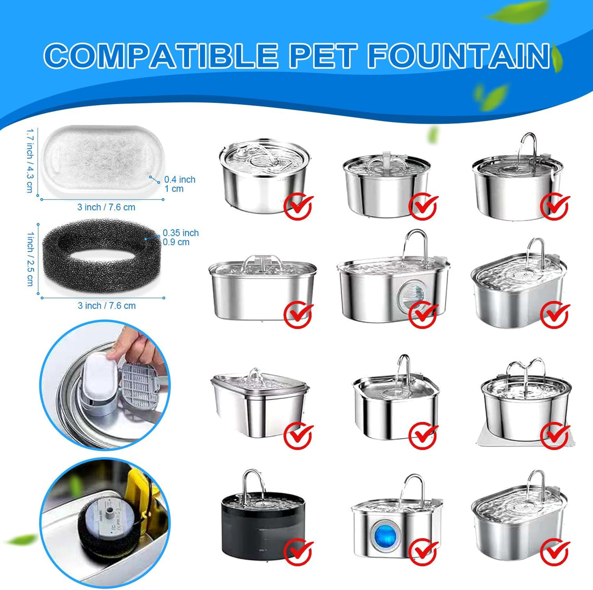 Cat Water Fountain Filters - 20 Filters & 20 Sponges - image 3