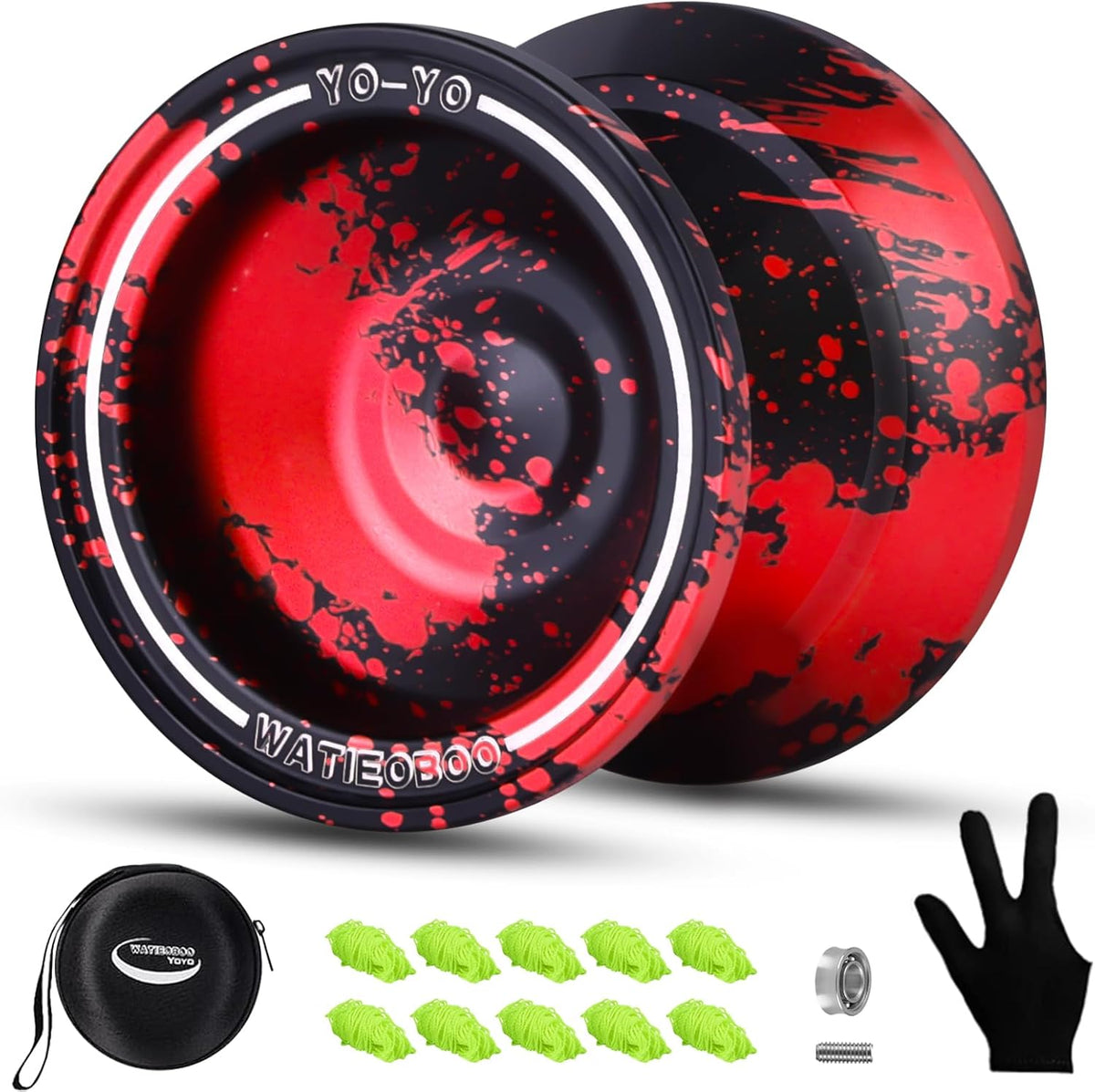 W07 yoyo Professional Metal Trick Yoyo Responsive & Unresponsive – Fun for Kids & Family - 7-BlackRed-Pro