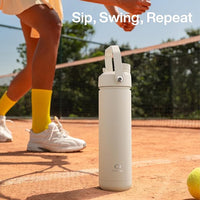 Insulated Water Bottle with Straw Stainless Steel Water Bottle, Leak-Proof, BPA-Free, Double Wall Vacuum Keeps Cold for 24 Hours for Sports, Travel, School (32 oz, Cream Moon)