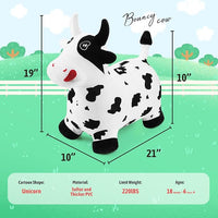 EVERICH TOY Bouncy Horse Cow Toys, Inflatable Bouncing Animal Hopping Toys, Outdoor Indoor Ride on Bouncer, Boys Girls Birthday Gift for 18 Month 2 3 4 5 6 Year Old Kid- Plush Cow Toy