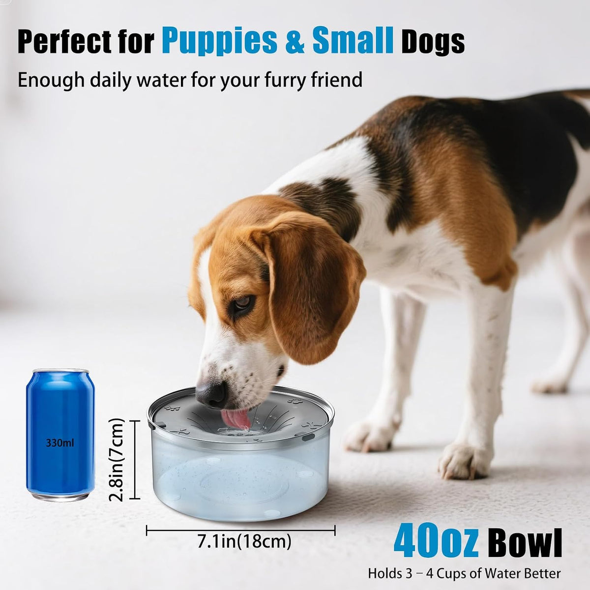 SCHITEC Dog Water Bowl No Spill - 1.2L Gray - image 2