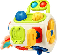 Vanmor 10-in-1 busy cube sensory activity toy with switches, spinner and gear wheels