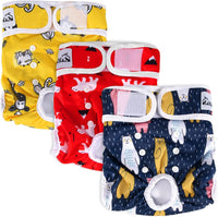 SlowTon Reusable Dog Diapers Female, Washable Doggy Diapers - Large（19''-26''Waist) / C.Animal