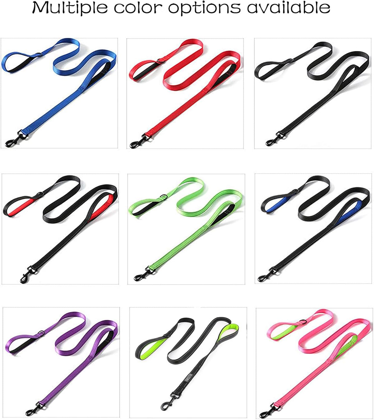 Heavy Duty Dog Leash - 2 Handles by Padded Traffic Handle for Extra Control, 6foot Long - Perfect - 6 ft / Black - image 4