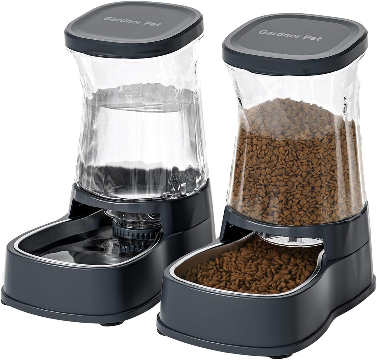 Automatic Dog Water Dispenser & Feeder Food Set - Dark Grey / 1 Gallon (Water & food dispenser)