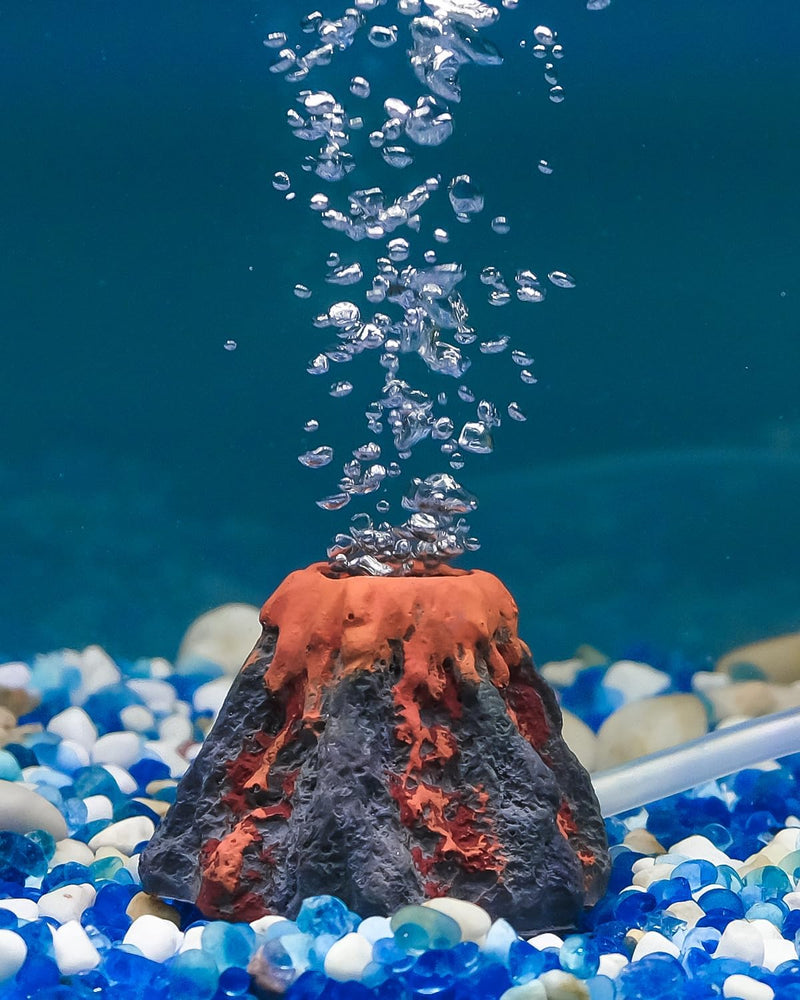 Uniclife Aquarium Volcano Ornament Kit Fish Tank Decoration Mini - Red / Mini