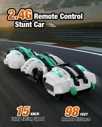 BAZADER 360° Stunt Remote Control Car with LED Lights – Fun for Kids & Family - Cyan - image 4