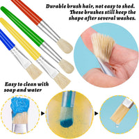 YGAOHF 16 pack of kids paint brushes with bright plastic handles, eight round and eight flat - view 7