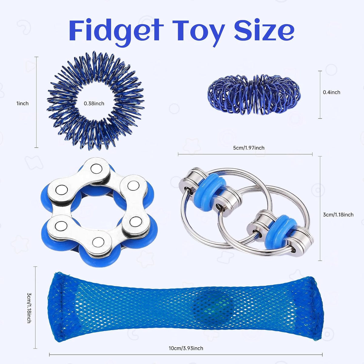 8Pcs Sensory Fidget Toys with Fidget Spinner - Blue - image 2