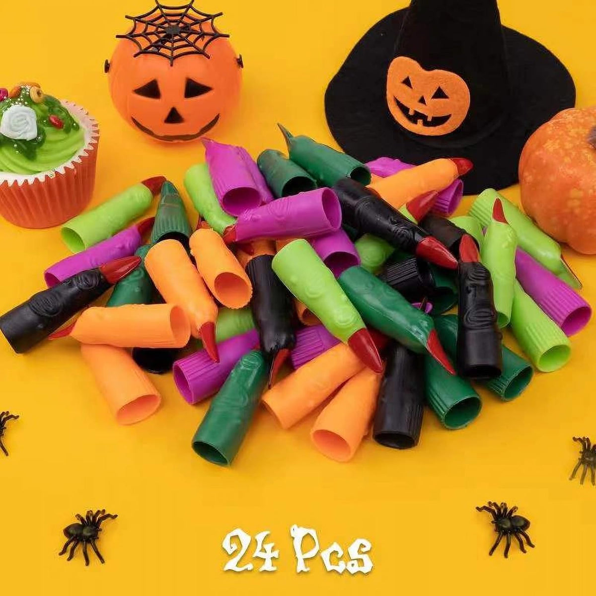 HFATMOS 24 multicolor plastic witch finger pointers with red tips - view 4