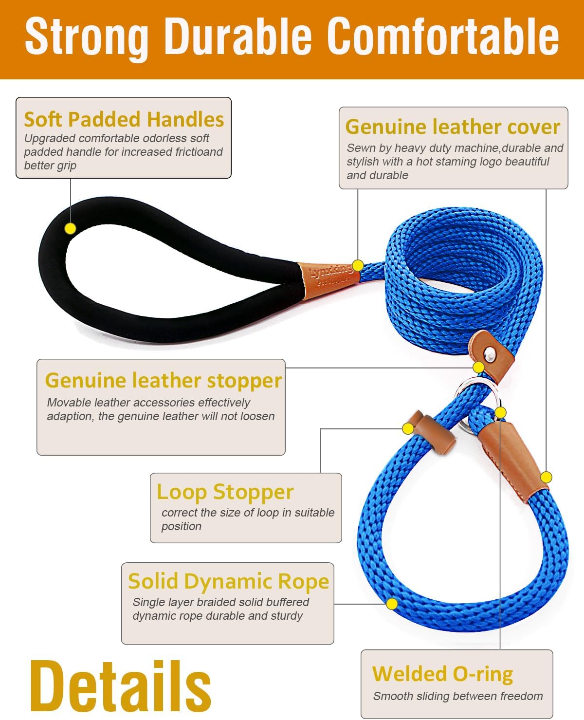 Dog Leash Slip Lead Braided Rope Pet Training Loop Leashes 5ft 6ft 8ft – Essentials for Dogs - Blue / Slip Lead-3/8in x 6ft Small - image 2