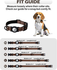 TagME Airtag Dog Collar,Waterproof Reflective Pet Collar with Airtag Holder,Soft Padded and Double D-Rings for Puppy,Brown