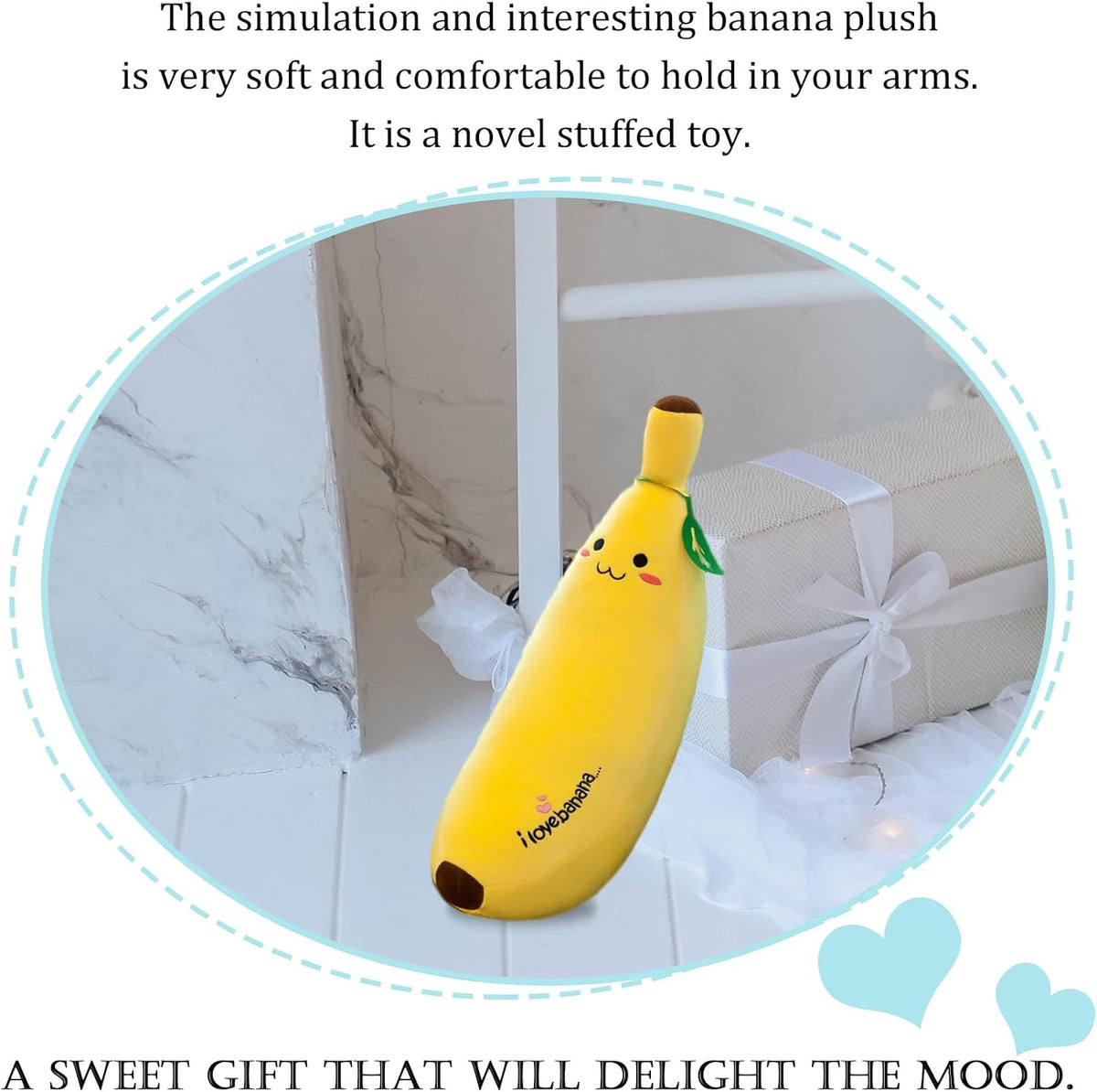 zhidiloveyou Banana Plush Pillow Stuffed Banana Plush Cute Fruit Toy - 27.5 INCH - image 2