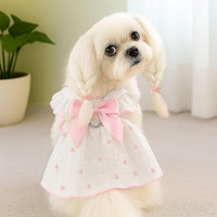 Dog Dresses for Small Dogs Girl Female Dog Cat Clothes Dress Cute - Light Pink & Black / Medium (suggest 6.5-8.5 lbs) - image 3