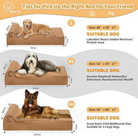 Orthopedic Dog Beds for Large Dogs, 7" Memory Foam Dog Beds with Waterproof Liner, Chew Proof Microsuede Cover, Removable and Washable, Nonskid Bottom, 60"x48" XXL Khaki