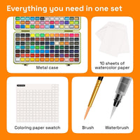 ARTISTRO 50 Metallic Watercolor Paint Set with Brushes for Adults - 160 colors Portable Travel - image 2