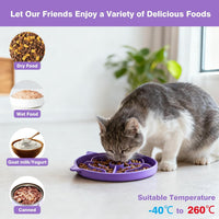 MateeyLife Slow Feeder Cat Bowl, Non-Slip Silicone Cat Dish - Purple + Cyan - image 4