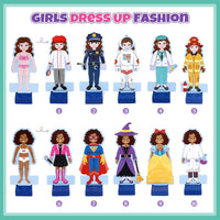 Atoylink Wooden Magnetic Dress up Dolls Pretend Play Set 40+ Pcs - Girl - image 2