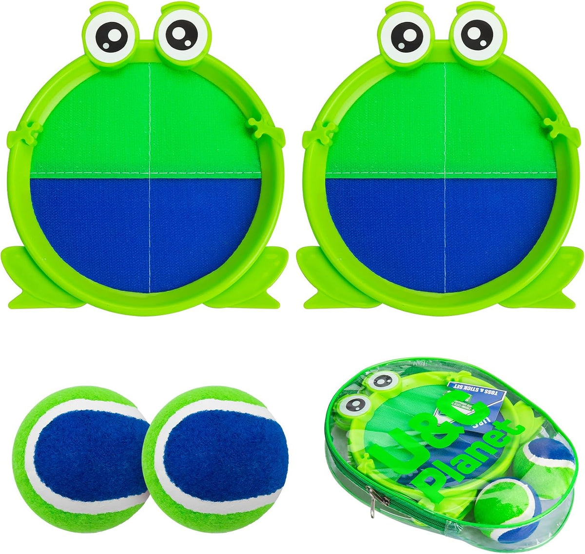 EVERICH TOY Toss and Catch Ball Game Set - Dark Blue Green-a / 2 Paddles 2 Balls