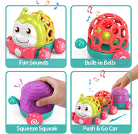 MOONTOY Baby Toy Train, Infant Soft Cars Toy for 6-12 Month Boy Gifts, Musical Push Go Train Toys - Green - image 3