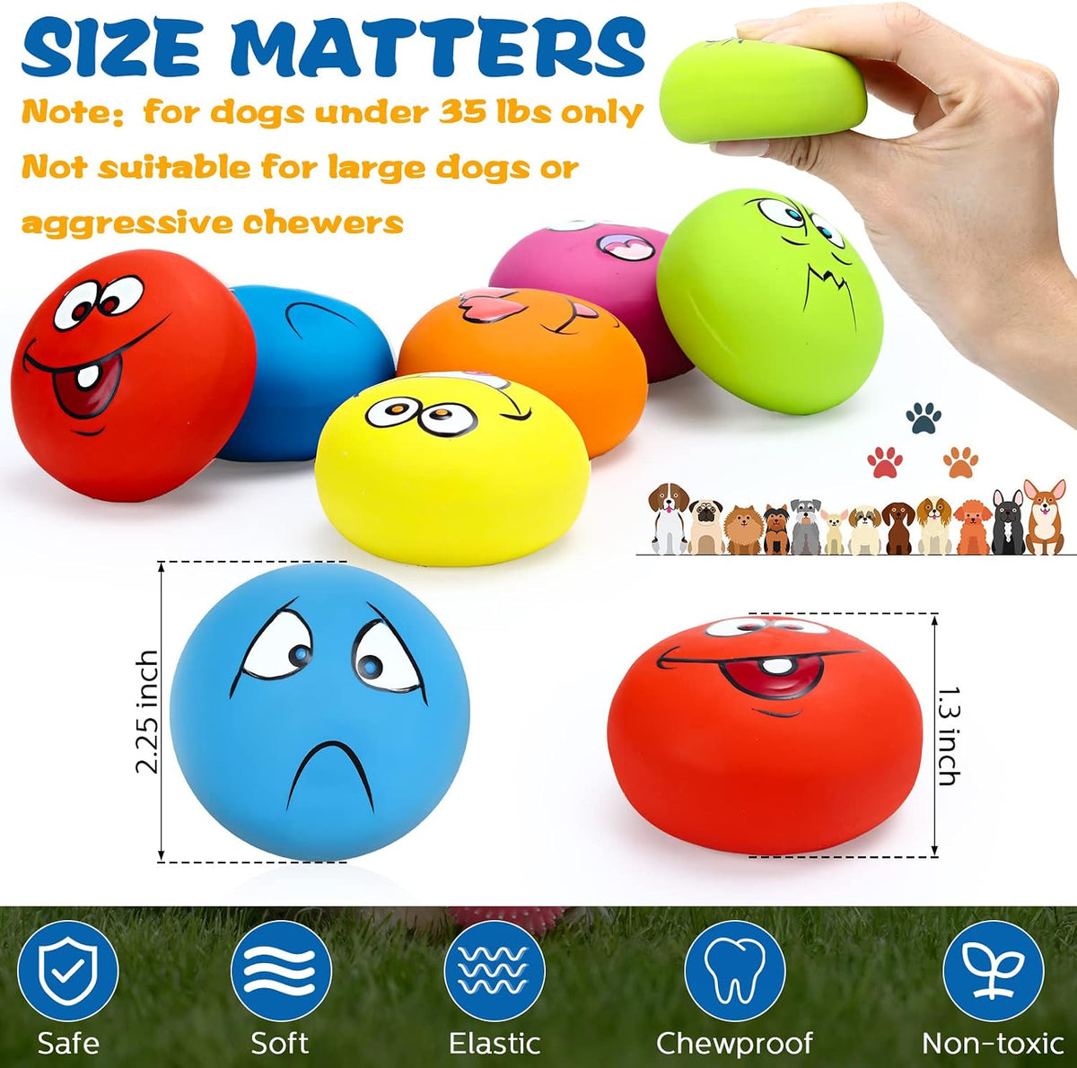 Hungdao 12 Pcs Squeaky Dog Toys, Small Dog Ball Bulk - Lively - image 2