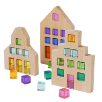3 Pcs Wooden Window Houses — Houses Only