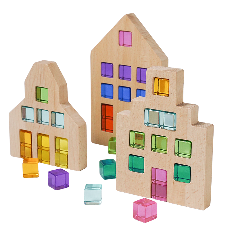 3 Pcs Wooden Window Houses — Houses Only