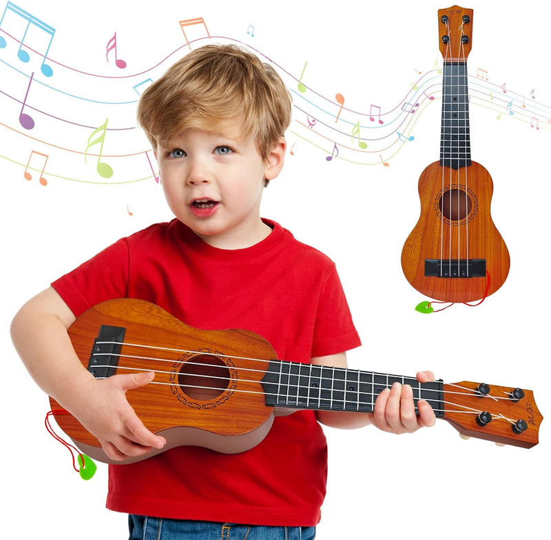 Kids Toy Ukulele Guitar,17 Inch Classical Guitar Musical Toy,4 Strings Guitar Ukulele Educational - Round-shaped