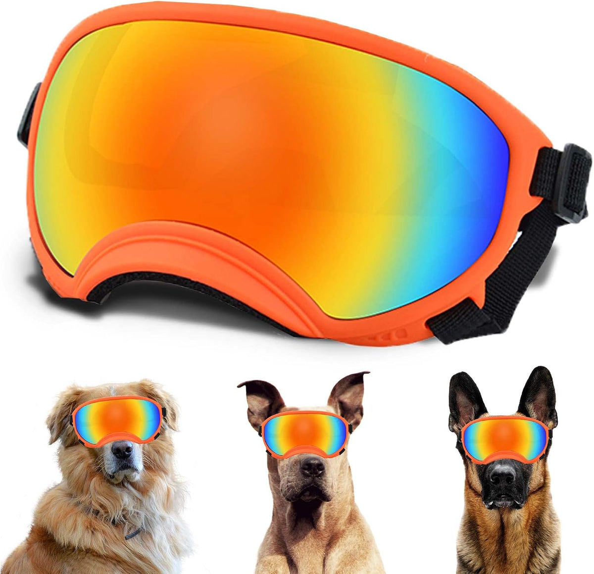 Medium Dog Sunglasses with Adjustable Strap UV Protection - Large size-Orange frame colored lenses