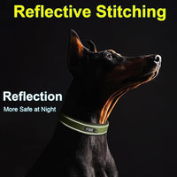 Fida Heavy Duty Dog Collar for Large Dogs, Ultra Comfortable Soft Neoprene Padded, Adjustable Reflective Nylon Pet Collar with Durable Metal Belt Buckle for Large Breeds (L, Green)