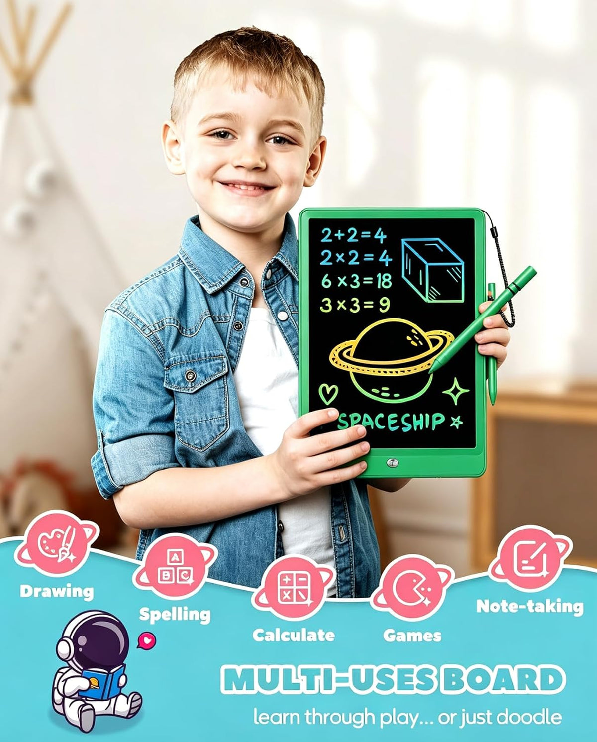 ORSEN LCD Writing Tablet 10 Inch - Green / 16 inch - image 3
