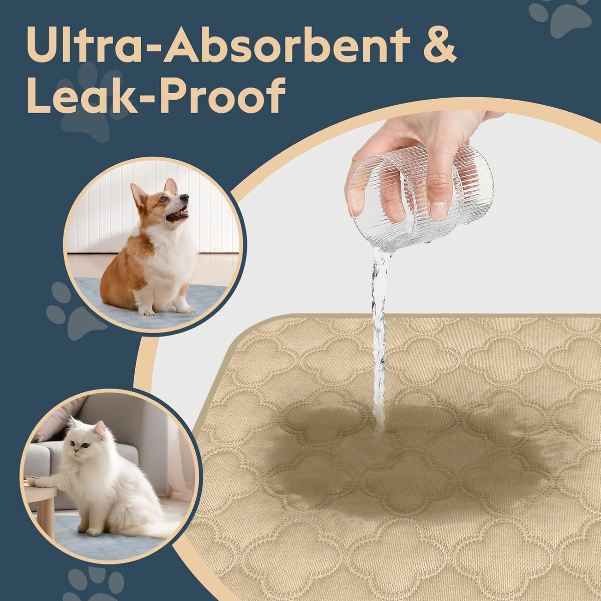 FunFurry Washable Pee Pads for Dogs - Cream / 36" X 36" - 2 Pack - image 3