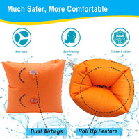 10Leccion 2 Pack Inflatable Arm Floaties for Toddlers - Orange - image 2
