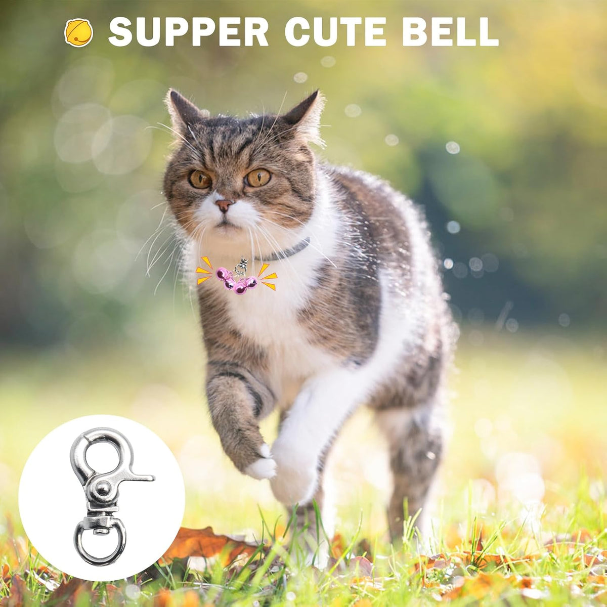 Bells for Dog Collars - 2 Pack Pet Hanging Ring Bell Accessories for Dog & Cat, Pet Pendant Collar - Pink & Pink - Gloss / Small - image 3
