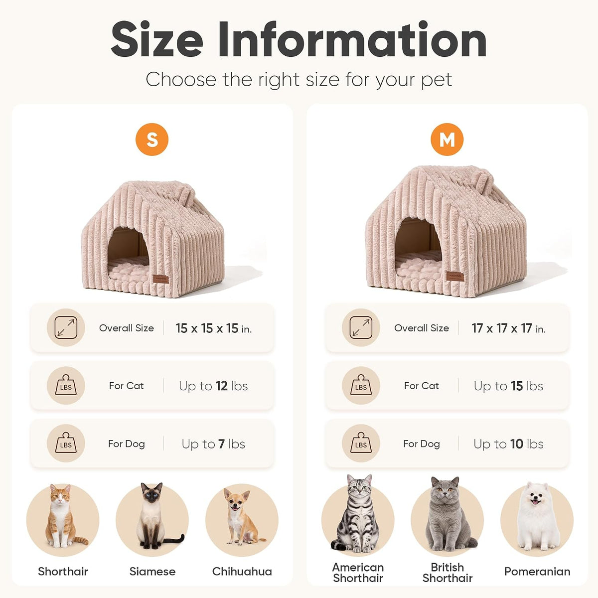 FUKUMARU Cat Bed Cave, Enclosed Washable Covered Dog Bed with Support Frame – Essentials for Cats - Pink Beige / 17 Inch (Cats up to 15 lbs, Dogs up to 10 lbs) - image 3