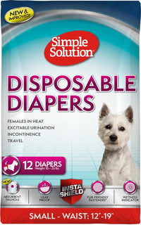 Simple Solution Female Dog Diapers, Disposable Dog Diapers - 12 Count / Small