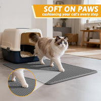 Pieviev Cat Litter Mat, Double-Layer Waterproof Litter Trap - Gray / 30x24 Inch - image 4