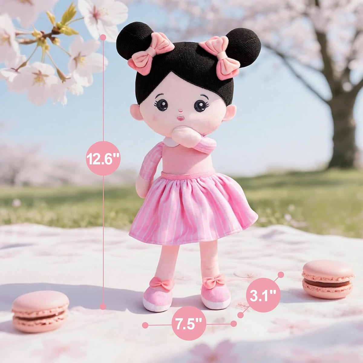 OUOZZZ Soft Baby Doll 12.6" Yellow Bee Dress Snuggle Buddy Doll – Fun for Kids & Family - C-abby05 Black Hair - image 2