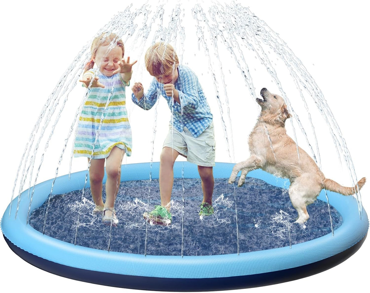 Jasonwell non slip splash pad sprinkler for kids and dogs spraying water in a backyard - view 6