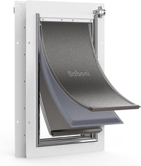Baboni Dog Door for Door, 3-Flap, Durable Plastic Frame - White / Medium / Metal Frame
