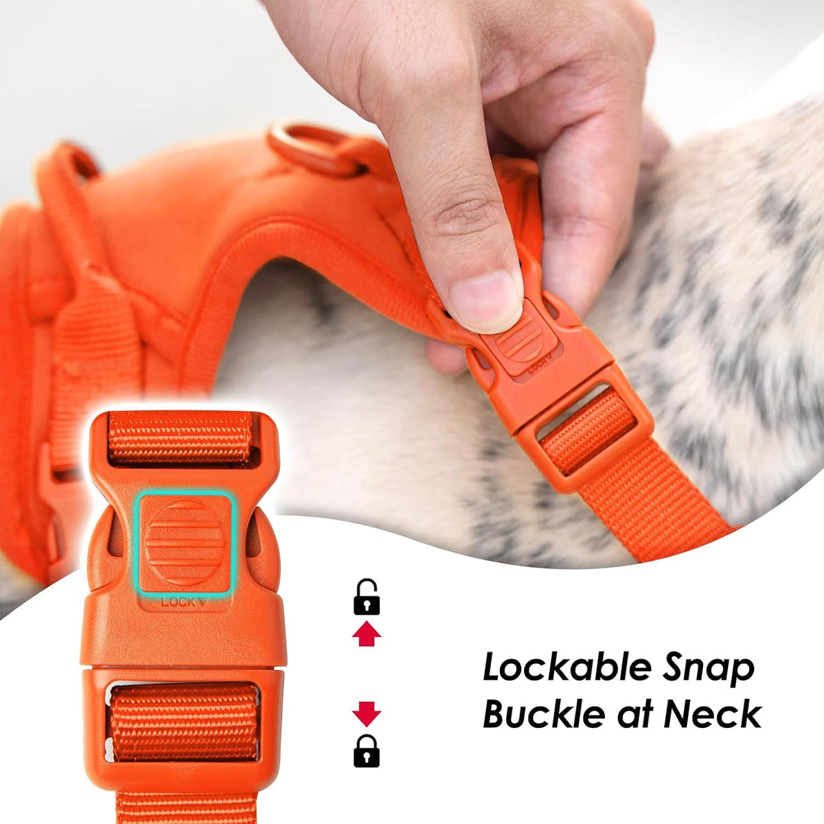 Sunraymascota No Pull Dog Harness for Medium Sized Dogs Puppy Vest - Orange / L(Neck:20.9-31.5", Chest:24.8-37.4") - image 2
